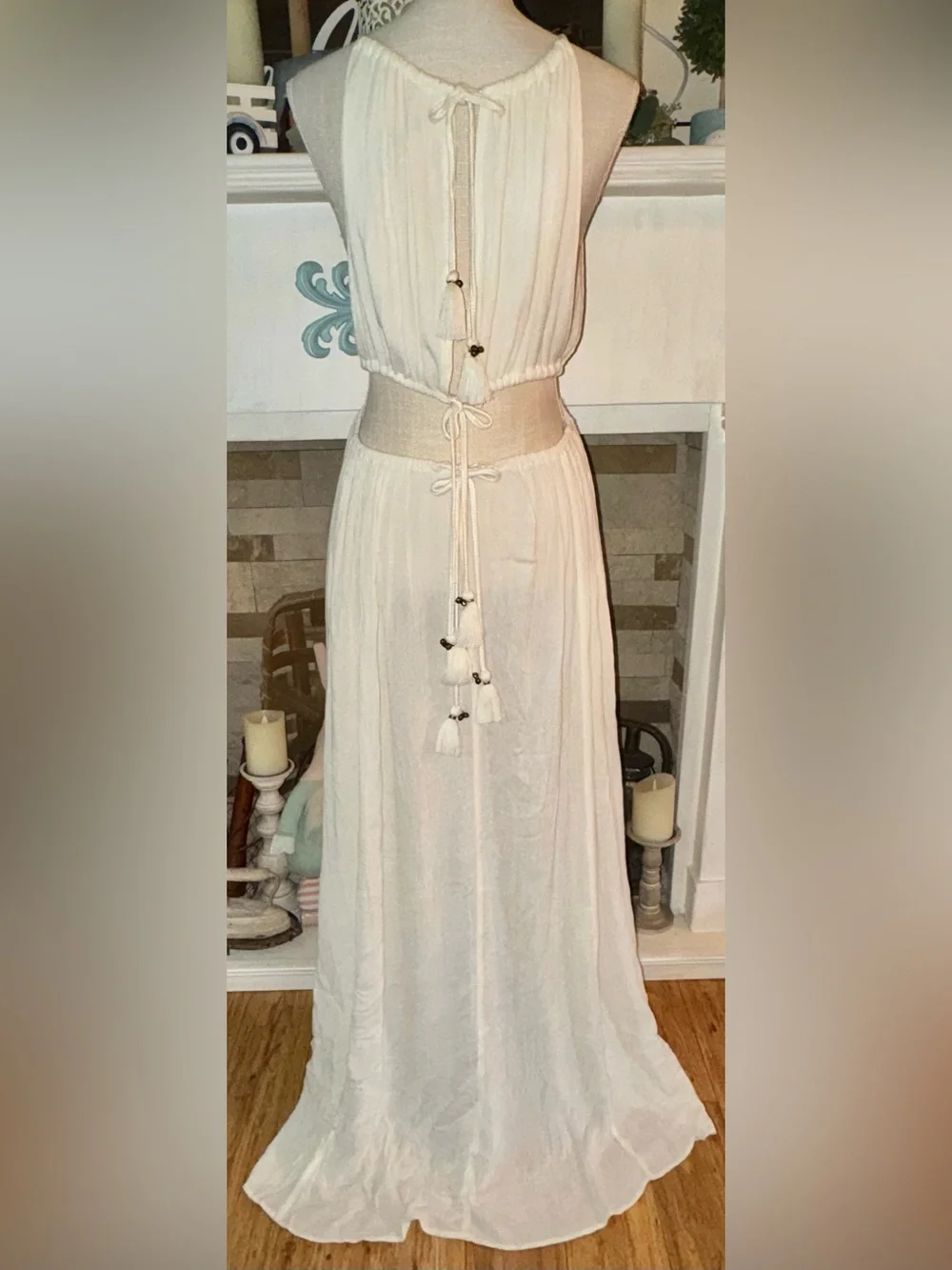 We The Free Holy Smokes Maxi Dress Ivory Cutout Boho Size Medium